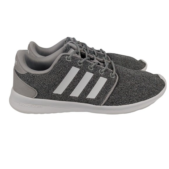 Adidas Cloudfoam QT Racer Gray White Stripes Womens Shoes Size 9 Unisex - Picture 1 of 8